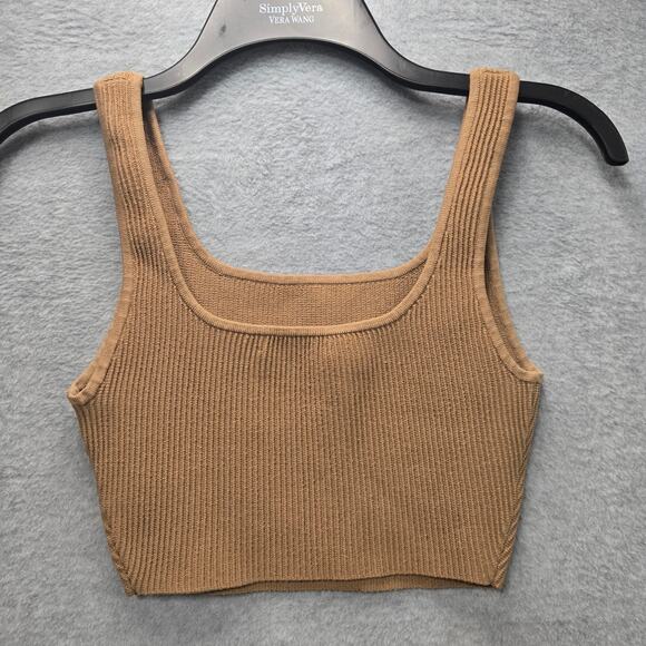 Babaton Sculpt Knit Ribbed Brown Crop Tank Size XS - Picture 3 of 6